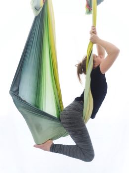Charlotte in aerial yoga sling
